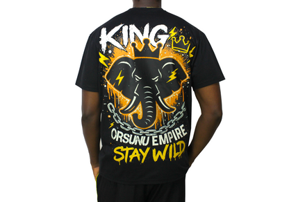 Black t-shirt with elephant graphics and Orsunu text